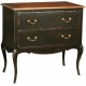 commode laquée noire patine antiquaire pieds galbés