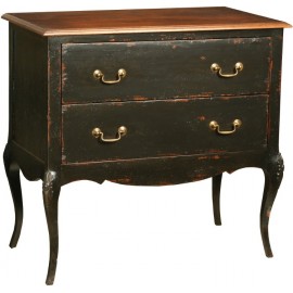 commode laquée noire patine antiquaire pieds galbés