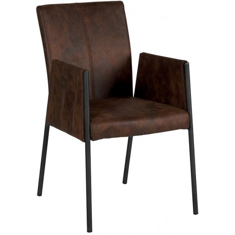 Chaise avec accoudoirs microfibre havane