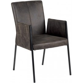 Chaise microfibre grise avec accoudoirs