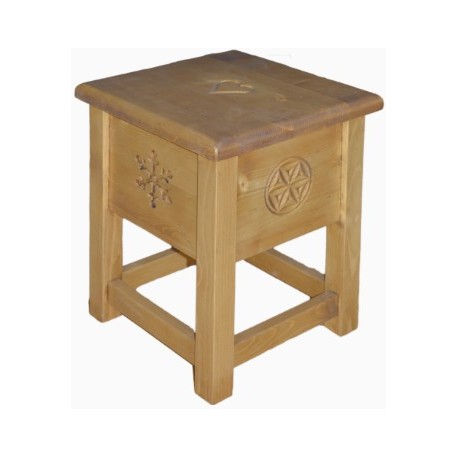 Tabouret sculpté avec rangement - Esprit chalet