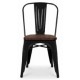 Chaise d'atelier en acier teinte noire assise orme antique