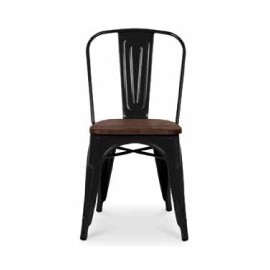 Chaise d'atelier teinte noire assise orme antique