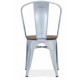 Chaise d'atelier en acier gris clair assise orme antique