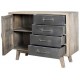 Buffet rondins 1 porte bois 4 tiroirs métal - Phoenix