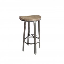 Tabouret de bar Phoenix finition manguier grisé et métal