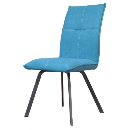 Chaise Ascot tissu turquoise pieds métal