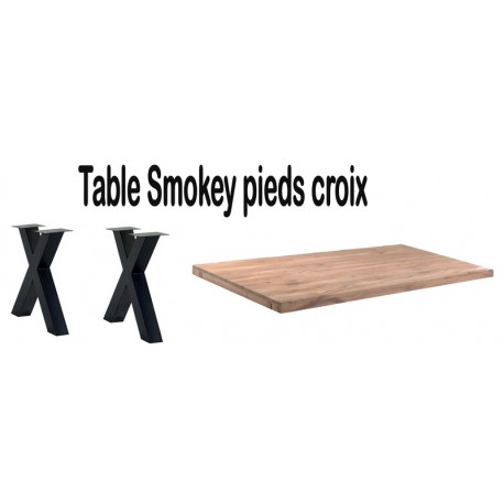 Table chêne massif pieds en croix - Smokey Casita