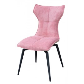 Chaise pivotante Sun pieds métal et velours rose