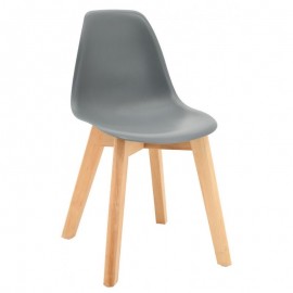 Chaise enfant grise pieds hêtre - Aubry Gaspard