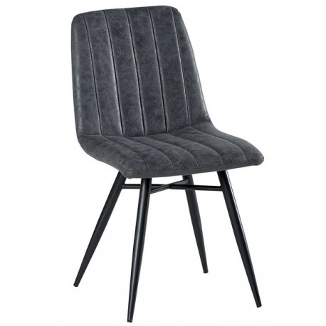 Chaise pieds fer tissu 100% polyester gris
