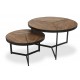 Set de 2 tables basse structure métal et bois exotique