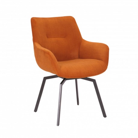 Chaise pivotante velours côtelé orange - Modest