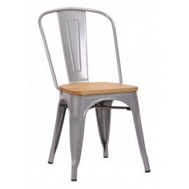 Chaise Victoria acier gris clair et orme clair