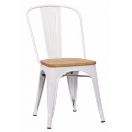 Chaise Victoria acier blanc assise orme clair
