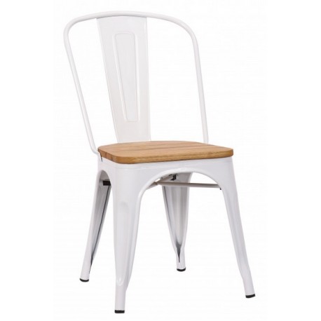 Chaise Victoria acier blanc assise orme clair