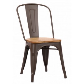 Chaise Victoria acier couleur métal et assise orme clair