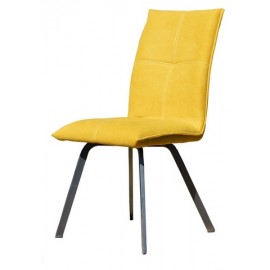 Chaise recouverte tissu jaune avec pieds métal -Ascot