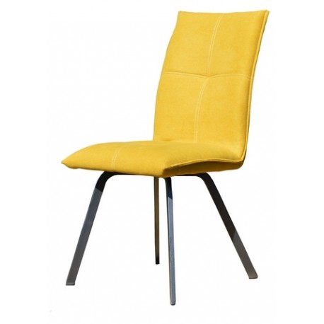 Chaise recouverte tissu jaune avec pieds métal -Ascot