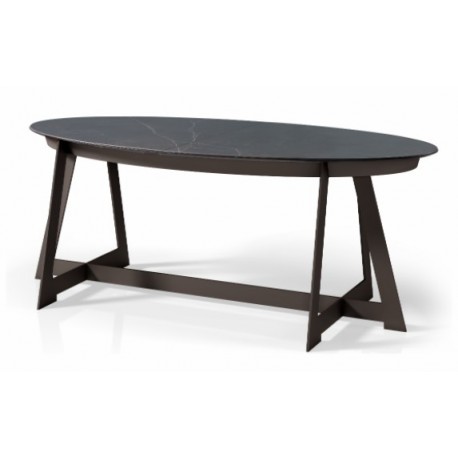 Table ovale plateau céramique 1m85 allonge - Queens Zagas