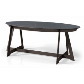 Table ovale plateau céramique 1m85 allonge - Queens Zagas