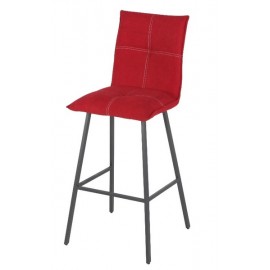 Tabouret îlot central tissu rouge - Mina 1763