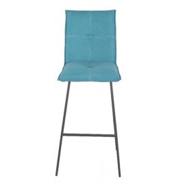 Tabouret îlot central tissu turquoise - Mina 1763