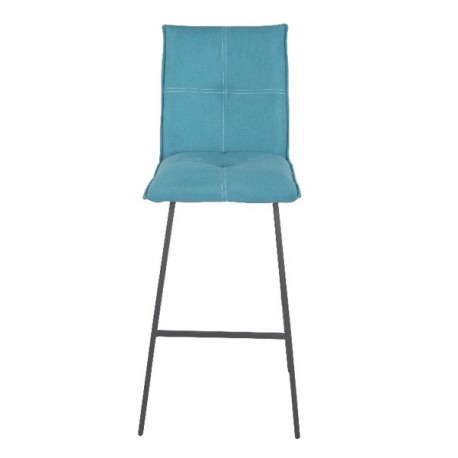 Tabouret îlot central tissu turquoise - Mina 1763