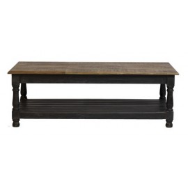 Table basse double plateau finition noire - Laura