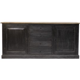 Buffet 2 portes 4 tiroirs manguier finition noire - Laura