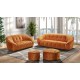 Fauteuil capitonné tissu orange - Canyon