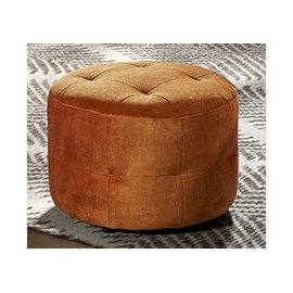 Pouf PM capitonné tissu orange - Canyon