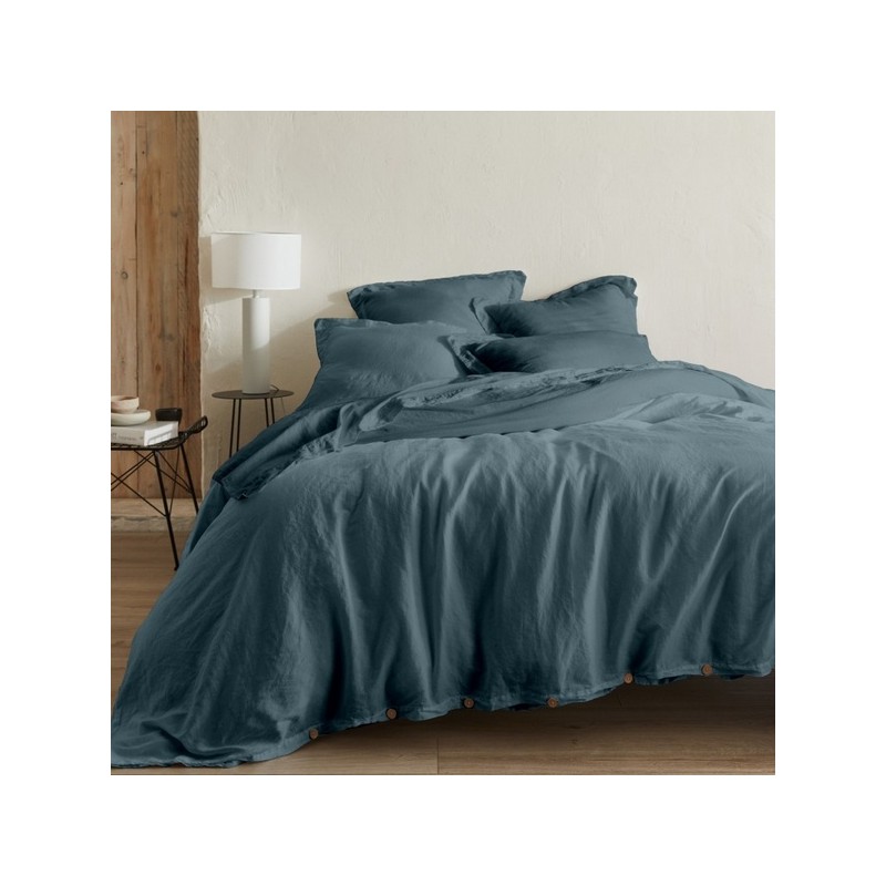 Housse couette bleu minéral 240 x 220 - Organic Nydel