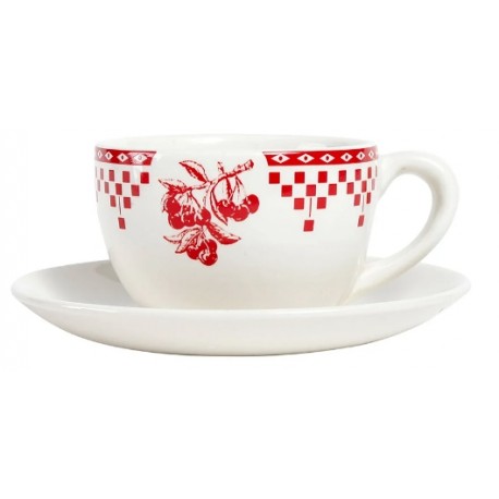 Tasse à thé et soucoupe damier rouge - Comptoir de famille