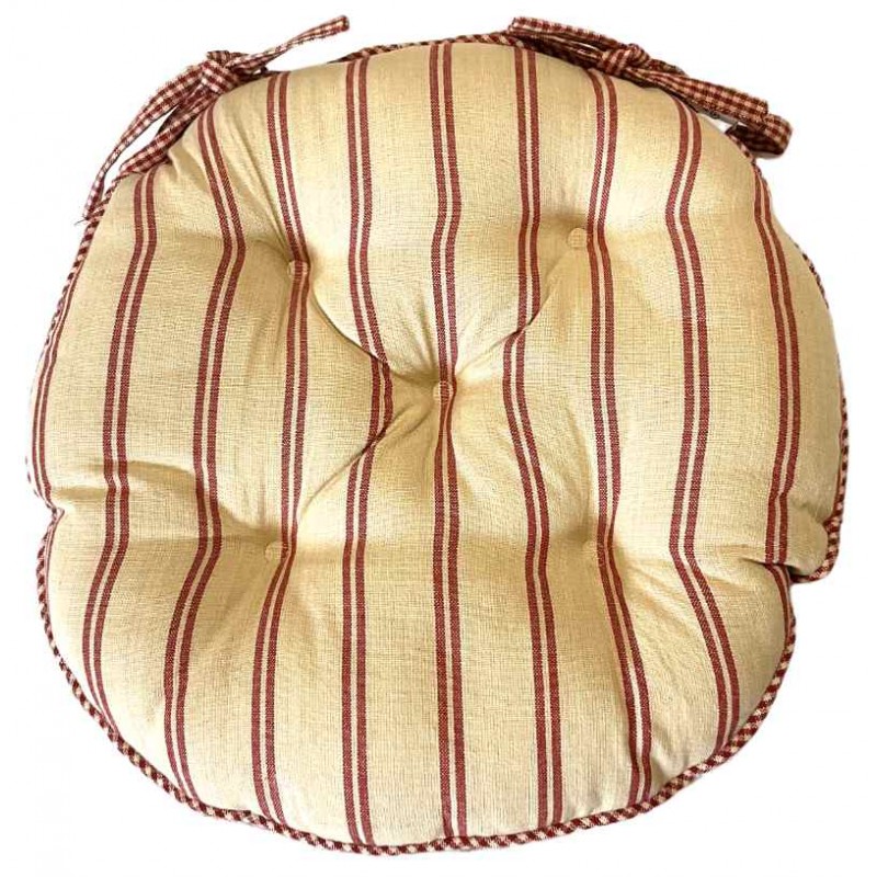 Galette de chaise Mamie carreaux ronde Comptoir de famille - Déco d'Élise