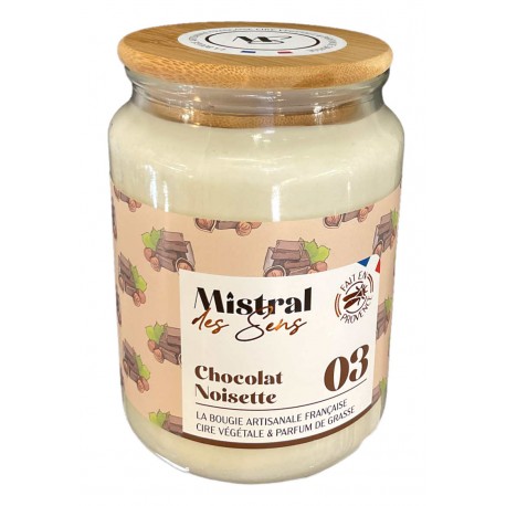Bougie artisanale chocolat noisette 700gr - Mistral des sens