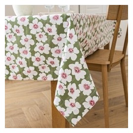 Nappe coton 150 x 250 cm fond vert - Bucolique Nydel