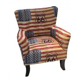 Fauteuil rétro de qualité Ariam recouvert de tissu Route 66