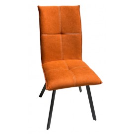 Chaise recouverte de tissu orange pieds métal - Ascot