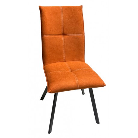 Chaise recouverte de tissu orange pieds métal - Ascot