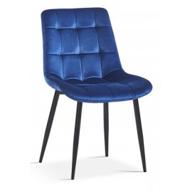 Chaise Juta velours bleu