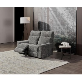 Canapé 2 places relax électrique Ramki tissu gris