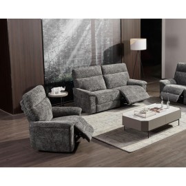 Salon 1 canapé et 2 fauteuils relax électrique Ramki