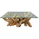 Table basse racine de teck dessus verre - Farmer Casita