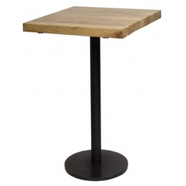 Table bar carrée acacia pieds métal noir - Mallorca