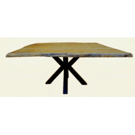 Table carrée acacia pieds métal noir - Mallorca