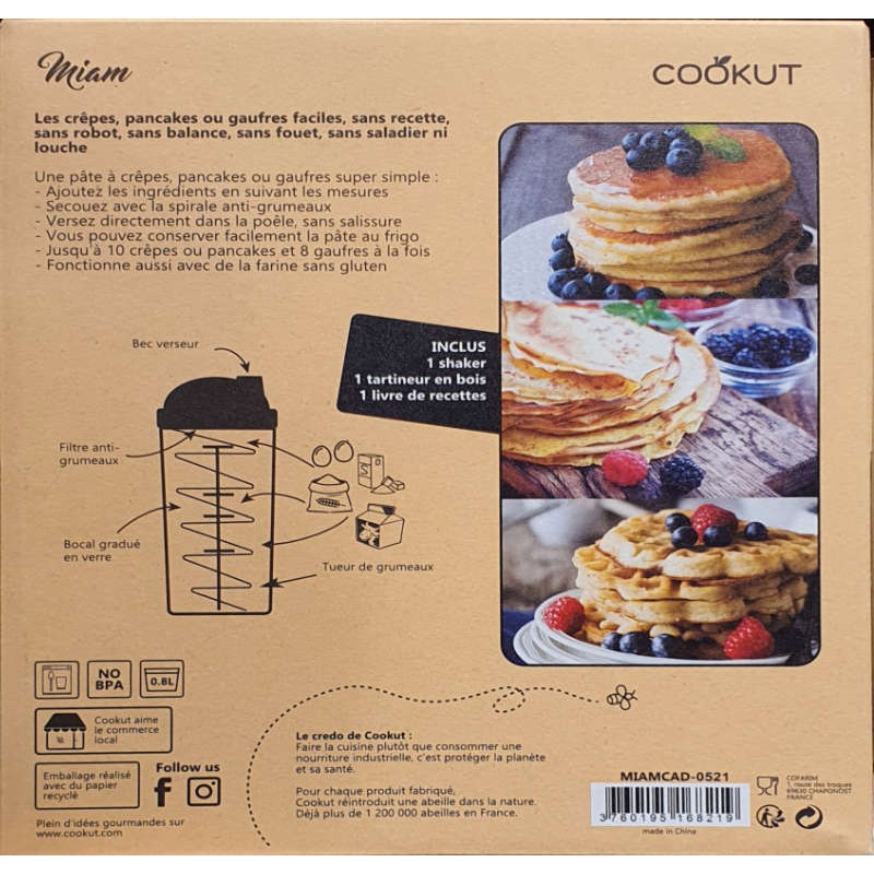 COOKUT - Shaker Miam - Réalisez Une pâte à crêpes ou Pancakes