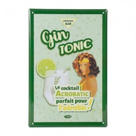 Plaque métal 20x30 Gin tonic vert - Natives