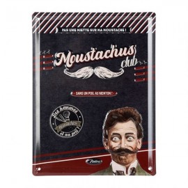 Plaques métal "Moustachus Club" 15 x 20 cm - Natives