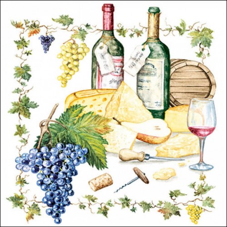 20 Serviette papier "Vin et fromage" - Ambiente